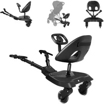 KIKKABOO Ally Kinderwagen-Trittbrett mit Sitz, 2-Punkt-Gurt, Lenkrad (31001090002)