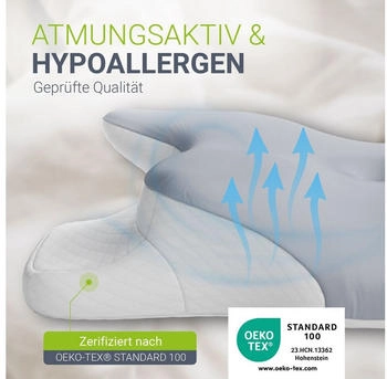 Juskys Nackenkissen orthopädisch (301691) – Atmungsaktives Material sorgt für hygienischen Schlafkomfort