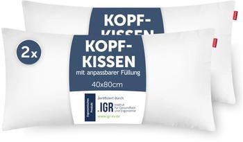 Blumtal Kopfkissen mit anpassbarer F&uuml;llung 80x40cm 2 Stk.
