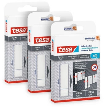 tesa Powerstrips Tapete&Putz 1kg (3x6 Stk.)