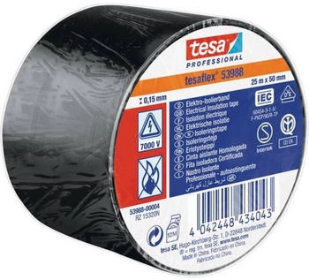 tesa Elektroisolierband PVC 50 mm x 25 m Schwarz (53988)