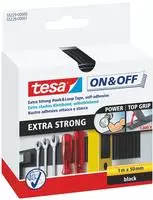 tesa Klettband ON & OFF EXTRA STRONG schwarz, 1 Rolle