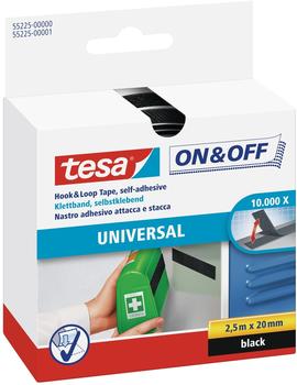 tesa On & Off Klettband zum Aufkleben schwarz 2,5m x 20mm