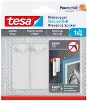 tesa Powerstripes Kleben&auml;gel f&uuml;r max. 1,0 kg, 2,4 x 4,5 cm, 2 St. wei&szlig;
