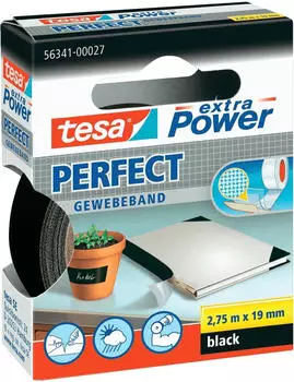tesa extra Power Perfect Gewebeband 2,75m x 19mm schwarz