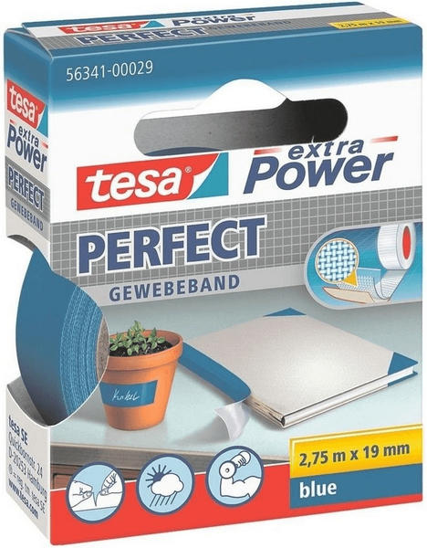 tesa extra Power Perfect Gewebeband 2,75m x 19mm blau