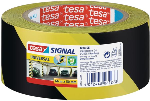 tesa Signal Universal Markierungsklebeband 66 m x 50 mm, gelb-schwarz
