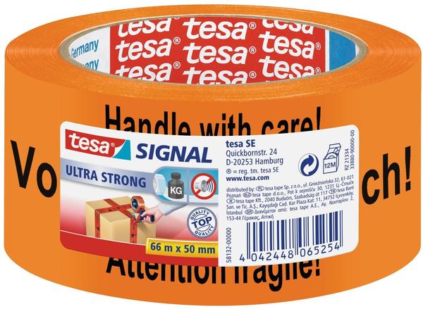 tesa Signal Ultra Strong Warnklebeband 66m x 50mm, orange