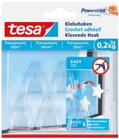 Tesa Klebehaken 77734, Transparent & Glas, bis 0,2kg, Kunststoff, transparent, 5