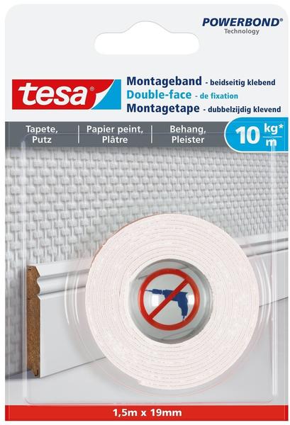tesa Montageband für Tapeten und Putz 1,5m x 19mm (77742-00000-00)