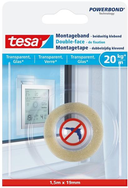 tesa Montageband für transparente Oberflächen und Glas, 1,5m x 19mm (77740-00000-00)