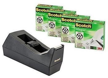 Scotch 19mm x 33m 4 Rollen inkl. schwarzer Tischabroller (C38SM4S)