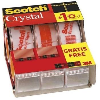 Scotch Crystal Einweg-Handabroller inklusive 3 Rollen 19mm x 7,5m (6-1975C3)