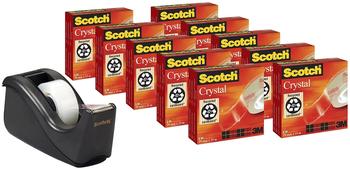 Scotch Tischabroller schwarz inkl. 10 Rollen Crystal 19mm x 33m (61933R10)