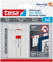 tesa Powerstripes Kleben&auml;gel f&uuml;r max. 2,0 kg, 2,4 x 4,5 cm, 2 St. wei&szlig;