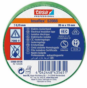 tesa PVC-Elektroisolierband grün 19 mm x 20 m (53988-00106-00)