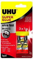 UHU 45415, UHU Minis Sekundenkleber 3x 1,0 g, 3 St.
