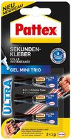 Pattex 9H PSMG3, Pattex Sekundenkleber Ultra Gel Mini Trio, 3 Tuben 1 g