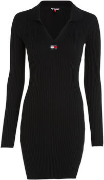 Tommy Hilfiger Badge Rib Knit V-Neck Sweater Dress (DW0DW15016) black