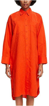 Esprit Hemdkleid aus Baumwolle-Leinen-Mix mit Gürtel (034EE1E320) bright orange