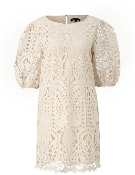 Comma Kurzes Kleid mit Lochstickerei (2133247) beige