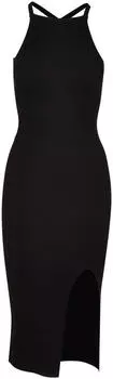 Urban Classics Ladies Midi Rib Knit Crossed Back Dress (TB6021) black