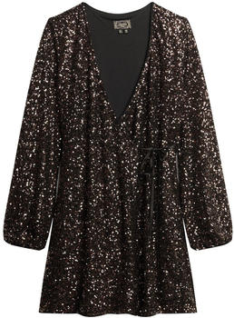 Superdry Sequin Wrap Long Sleeve Short Dress (W8011702A) bronze mega sequin