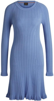 Hugo Boss Geripptes Strickkleid mit langen Ärmeln - Style C_Furner 50519165 Hellblau