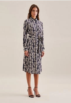Seidensticker Blusenkleid Bindegürtel marineblau