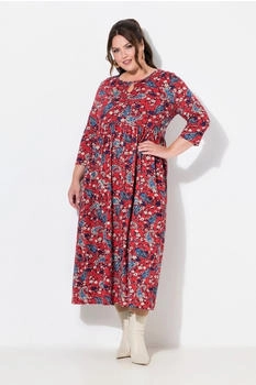 Ulla Popken Maxikleid A-Linie Keyhole Rundhals 4-Arm