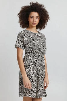 ICHI Kleid 'LISA' schwarz offwhite