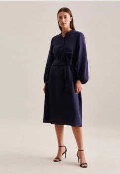 Seidensticker Leinen Midi Kleid blau schwarz 136272-0018