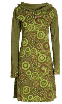 Vishes Lang-arm Kleid Schal-Kleid Winterkleider Baumwollkleid olive