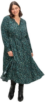 Sheego Midikleid Tunnelzug der Taille tiefgrün gemustert