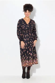 Mia Moda Jerseykleid Maxikleid A-Linie blütendruck Langarm