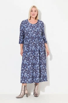 Ulla Popken Maxikleid Jerseykleid A-Linie Blumenmuster