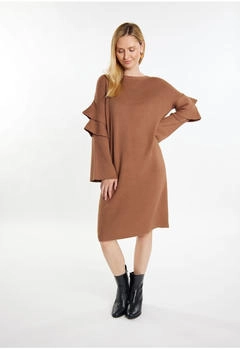 Usha Kleid Braun Weiß