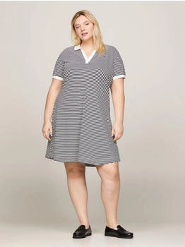 Tommy Hilfiger Polokleid Curve Kurzarm mehrfarbig breton ecru desert sky