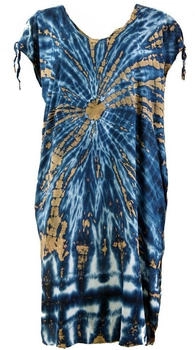 Guru-Shop langes Kurzarm Batikkleid Maxikleid