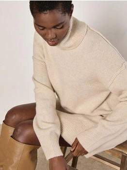 Apricot Strickkleid Pullover-Minikleid apricot offener Naht