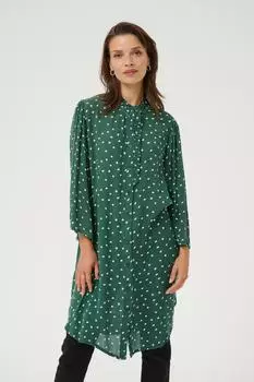 Kaffe Blusenkleid KAvinni grün taubengrau gepunktet