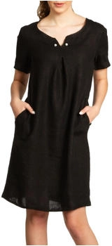 Caspar SKL029 Damen Sommer Kleid Leinenkleid knielang Perlen Dekor