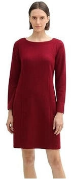 Tom Tailor Cosy Kleid aus Rippstrick deep red melange 36489