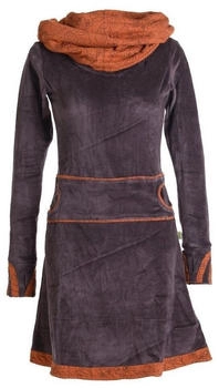 Vishes Samtkleid Kapuzenkragen braun