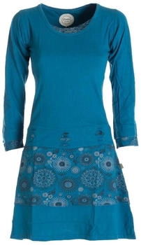 Vishes Kleid langarm Blumen Hippie Ethno Cutwork bunt