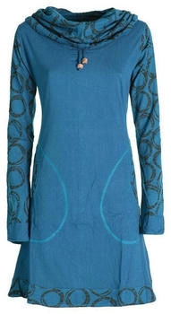 Vishes Lang-arm Kleid Schal-Kleid Baumwollkleid türkis