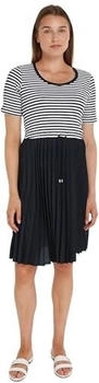 Tommy Hilfiger Rib Pleated Stretch T-Shirt Kleid mini stp desert sky white
