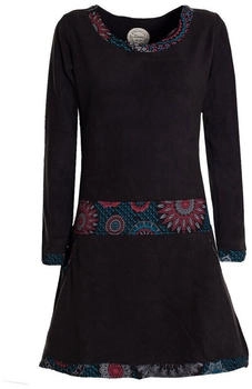 Vishes Winterkleid Langarm Sweatkleid fleece schwarz