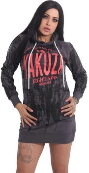 Yakuza Grunge Allover Hoodie Kleid anthrazit