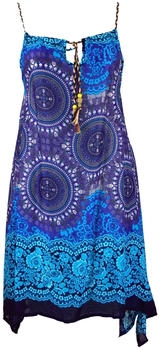 Guru-Shop Midikleid Boho Dashiki türkis fuchsia
